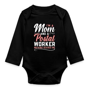 Ich bin eine Mutter und ein Postangestellter Nicht - Baby Bio-Langarm-Body - Schwarz - Vorne