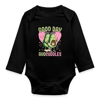 A good day starts with Avocuddles Avocado Guac - Organic Longsleeve Baby Bodysuit - black - Front