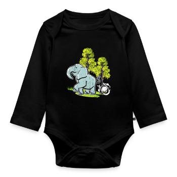 Elephant Lovers Wildlife Animal Safari Zookeeper - Organic Longsleeve Baby Bodysuit - black - Front