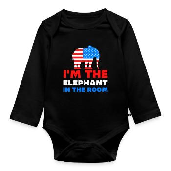 Im l’éléphant dans la pièce Républicain - Body Bébé bio manches longues - noir - Devant