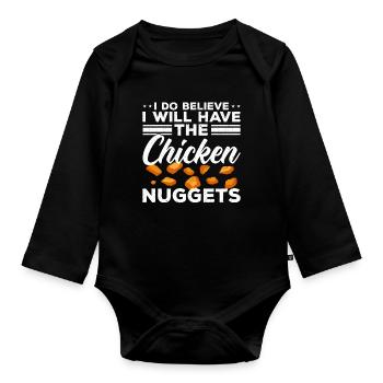I think I will have the chicken nuggets nu - Organic Longsleeve Baby Bodysuit - black - Front