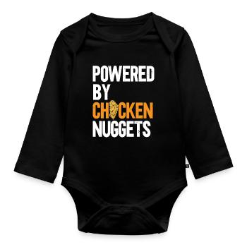 Angetrieben von Chicken Nuggets Nug Life Nuggies - Baby Bio-Langarm-Body - Schwarz - Vorne