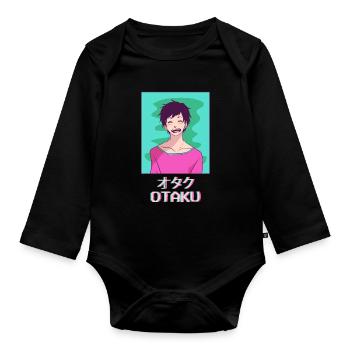 Otaku Anime Young Japanese Vaporwave Aesthetic - Organic Longsleeve Baby Bodysuit - black - Front