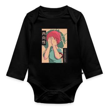 Introverted Anime Young Vaporwave Aesthetic - Organic Longsleeve Baby Bodysuit - black - Front