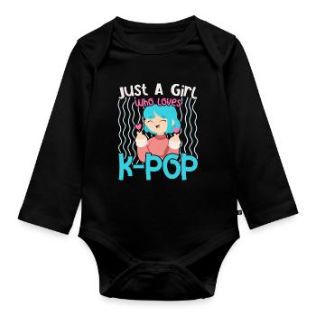 Juste une fille qui aime K-Pop Corée Popm coréen - Body Bébé bio manches longues - noir - Devant