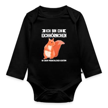 Eichhörnchen Tier Eichhörnchenliebhaber Geschenk - Baby Bio-Langarm-Body - Schwarz - Vorne