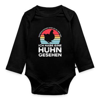Hühner Huhn Hahn Geschenk - Baby Bio-Langarm-Body - Schwarz - Vorne