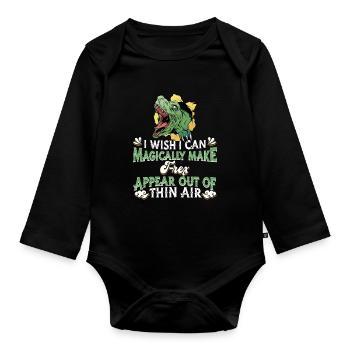 T-Rex Tyrannosaurus Rex - Baby Bio-Langarm-Body - Schwarz - Vorne