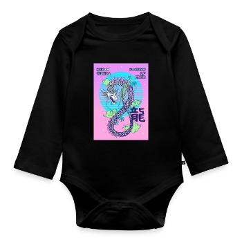 Dragon Japanese Vaporwave Aesthetic Gift - Organic Longsleeve Baby Bodysuit - black - Front
