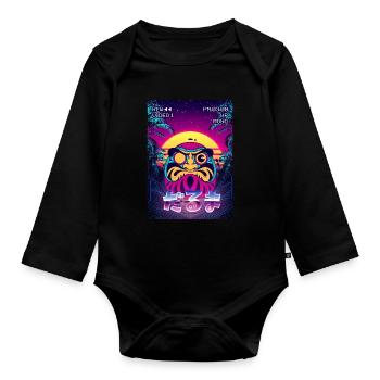 Daruma Puppe Japanisch Vaporwave Ästhetisch VCR Ge - Baby Bio-Langarm-Body - Schwarz - Vorne