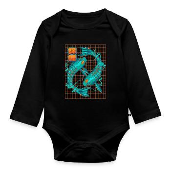 Cyborg Koi Fish Cyber Punk Cyber Esthétique Ges - Body Bébé bio manches longues - noir - Devant