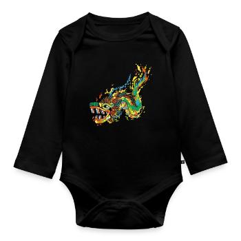 Quetzalcoatl Aquarelle Ancien Serpent Aztèque Gesch - Body Bébé bio manches longues - noir - Devant