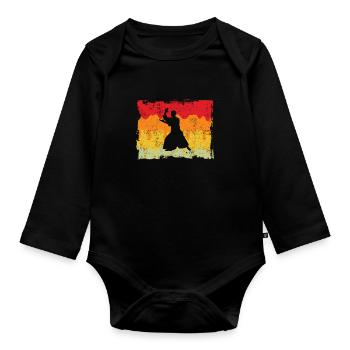 Aïkido Rétro - Body Bébé bio manches longues - noir - Devant