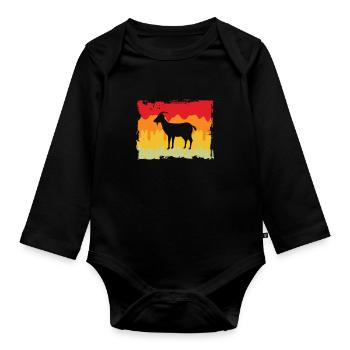 Goat Retro - Organic Longsleeve Baby Bodysuit - black - Front