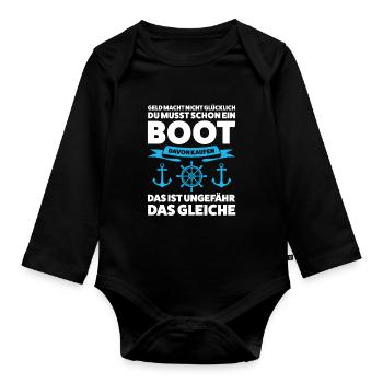 Boot Segeln Bootfahrer Geschenk - Baby Bio-Langarm-Body - Schwarz - Vorne