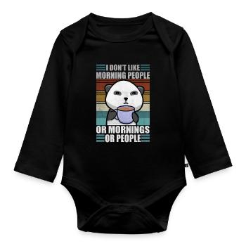 Sarcastic Animal Coffee Moody Panda Lazy - Organic Longsleeve Baby Bodysuit - black - Front