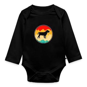 Chien Rétro - Body Bébé bio manches longues - noir - Devant