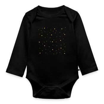 Motif d'étoiles jaunes - Body Bébé bio manches longues - noir - Devant