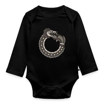 Quetzalcoatl Ouroboros Ancien serpent aztèque - Body Bébé bio manches longues - noir - Devant