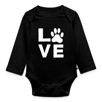Chien Amour Chien Amour Chien Amour Patte - Body Bébé bio manches longues - noir - Devant