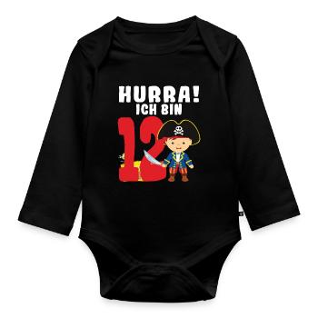 13.Geburtstag Pirat Piraten Geschenk - Baby Bio-Langarm-Body - Schwarz - Vorne