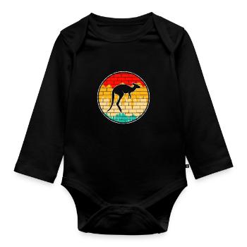 Kangourou Rétro - Body Bébé bio manches longues - noir - Devant