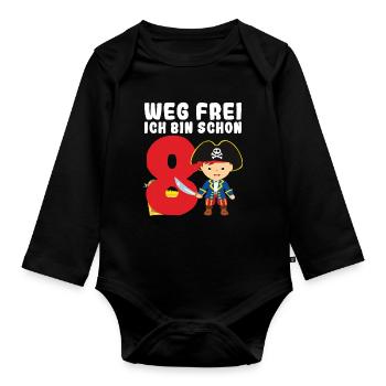 8.Geburtstag Pirat Piraten Party Geschenk - Baby Bio-Langarm-Body - Schwarz - Vorne