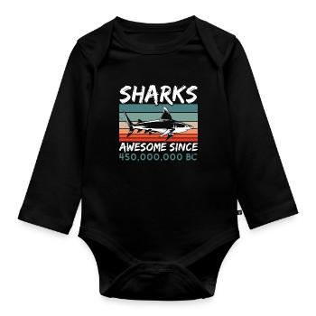 Shark Lovers Marine Biology Marine Animals - Organic Longsleeve Baby Bodysuit - black - Front