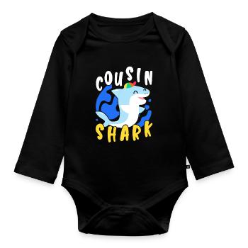 Cousin Shark Lover Marine Biology Marine Animal - Organic Longsleeve Baby Bodysuit - black - Front