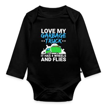 Liebe meinen Müllwagen Müllsammler Recycling - Baby Bio-Langarm-Body - Schwarz - Vorne