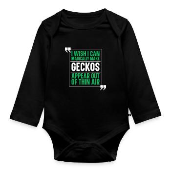 Gecke Echse Reptil Eidechse Lizard - Baby Bio-Langarm-Body - Schwarz - Vorne