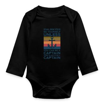Captain Captains Boating Gift - Organic Longsleeve Baby Bodysuit - black - Front