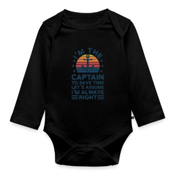 Captain Captains Boating Gift - Organic Longsleeve Baby Bodysuit - black - Front
