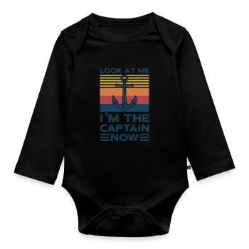 Kapitän Kapitäne Bootfahren Geschenk - Baby Bio-Langarm-Body - Schwarz - Vorne