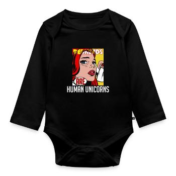Redheads Human Unicorn Ginger Girl Red Haired - Organic Longsleeve Baby Bodysuit - black - Front