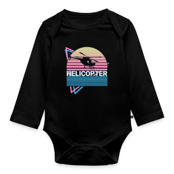 Pilote d’hélicoptère Aviation Retro Gift - Body Bébé bio manches longues - noir - Devant