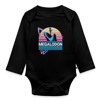 Megalodon Hai Retro Cadeau - Body Bébé bio manches longues - noir - Devant