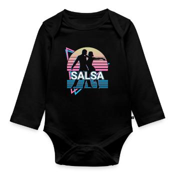 Salsa Tanzen Salsa Tänzer Retro Geschenk - Baby Bio-Langarm-Body - Schwarz - Vorne