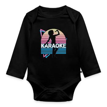 Karaoké Singer Retro Cadeau - Body Bébé bio manches longues - noir - Devant