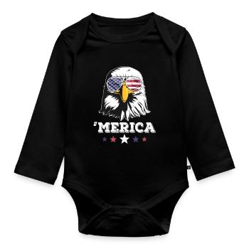 4th of July American Flag USA Sunglasses Merica Ea - Baby Bio-Langarm-Body - Schwarz - Vorne