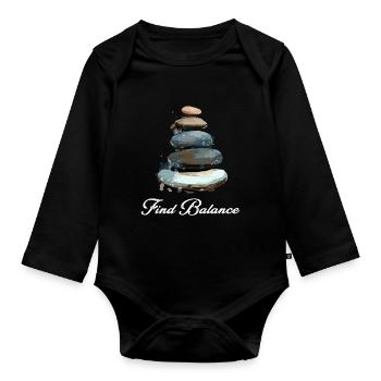 Rock Balancing Stone Stacking Balance - Baby Bio-Langarm-Body - Schwarz - Vorne