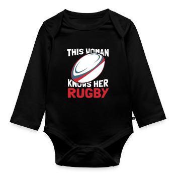 Rugby - Baby Bio-Langarm-Body - Schwarz - Vorne