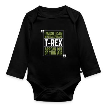 T-Rex Tyrannosaurus Rex - Baby Bio-Langarm-Body - Schwarz - Vorne