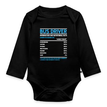 Chauffeur d’autobus scolaire spécialiste de la prestation de services aux étudiants - Body Bébé bio manches longues - noir - Devant