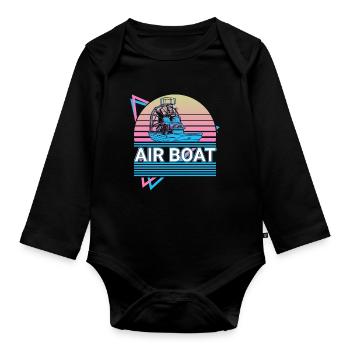 Luftboot Luftbootfahren Fanboot Retro Geschenk - Baby Bio-Langarm-Body - Schwarz - Vorne