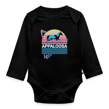 Appaloosa Pferd Retro Geschenk - Baby Bio-Langarm-Body - Schwarz - Vorne