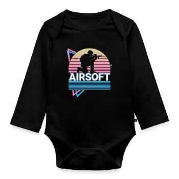 Airsoft Retro Gift - Organic Longsleeve Baby Bodysuit - black - Front