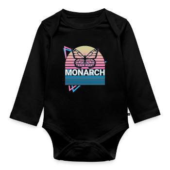 Monarch Butterfly Retro Gift - Organic Longsleeve Baby Bodysuit - black - Front