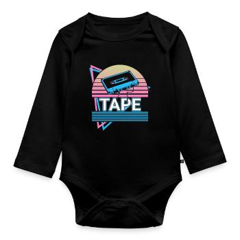 Cassette Tape Retro Gift - Organic Longsleeve Baby Bodysuit - black - Front