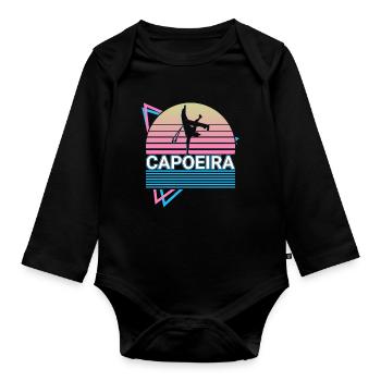 Capoeira Brazilian Martial Arts Retro Gift - Organic Longsleeve Baby Bodysuit - black - Front